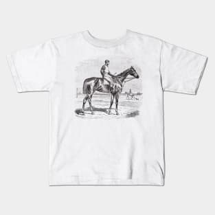 Thoroughbred Racehorse Black & White Illustration Kids T-Shirt